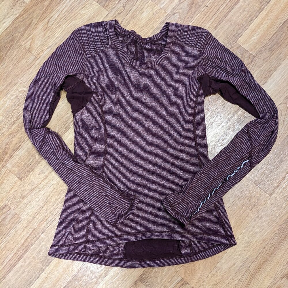 Lululemon Maroon Striped Pullover Running Top Size 6